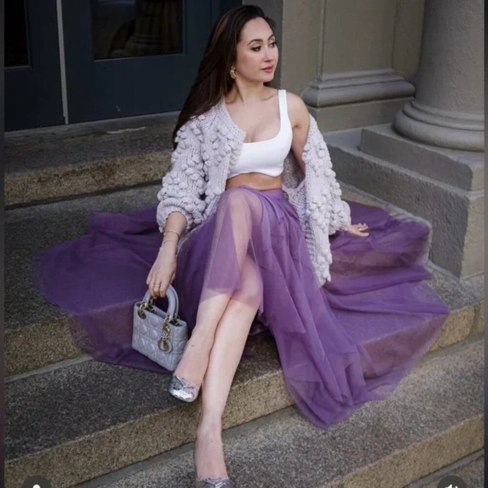 Kate Hewko Elastic Waist Tulle Balletcore Boho Small Lavender